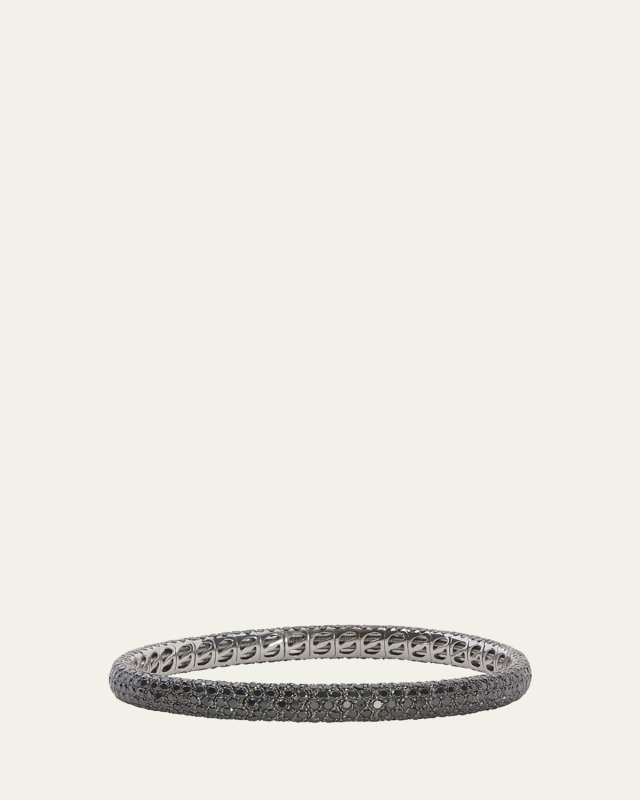 18K White Gold Pave Stretch Bracelet with Black Rhodium and Black Diamonds